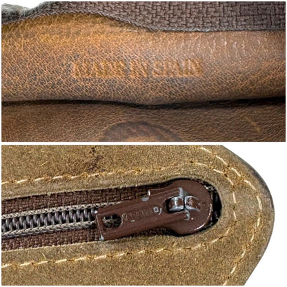 Loewe Anagram Brown Suede Leather Coin Case Coin Purse 10 x 9cm 3.9 x 3.5in