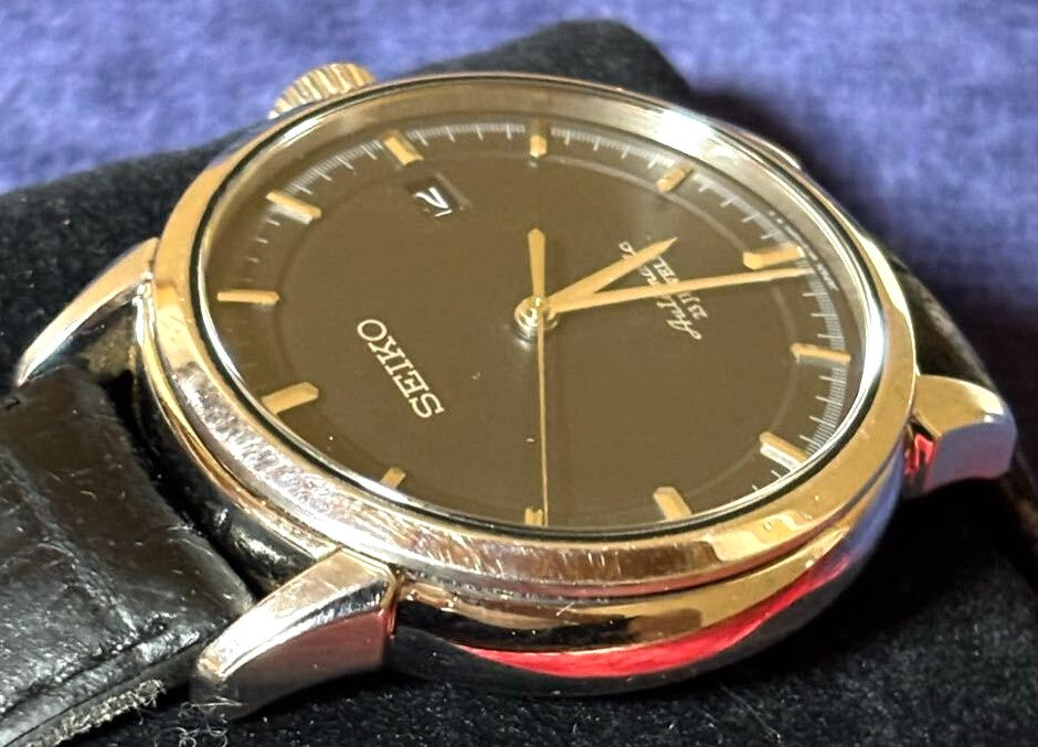 SEIKO Presage SARX025 6R15 Automatic 23J Black Dial Gold Tone Watch Japan Used