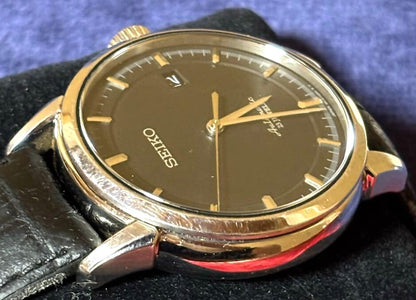SEIKO Presage SARX025 6R15 Automatic 23J Black Dial Gold Tone Watch Japan Used