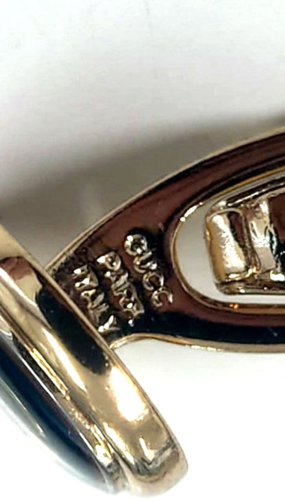 GUCCI Accessory Collection Cufflinks Navy Blue Gold Silver Enamel Vintage Italy