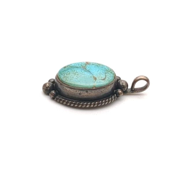 Navajo Indian Jewelry CORTEZ Ring US 4.5 / EU 48 Pendant Top Turquoise SV925