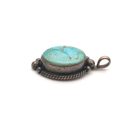 Navajo Indian Jewelry CORTEZ Ring US 4.5 / EU 48 Pendant Top Turquoise SV925