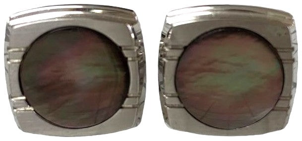 Mikimoto Pearl Island Cufflinks Tie Clip Set Silver Mother of Pearl 1.8x0.6in