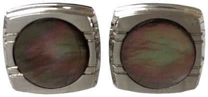 Mikimoto Pearl Island Cufflinks Tie Clip Set Silver Mother of Pearl 1.8x0.6in