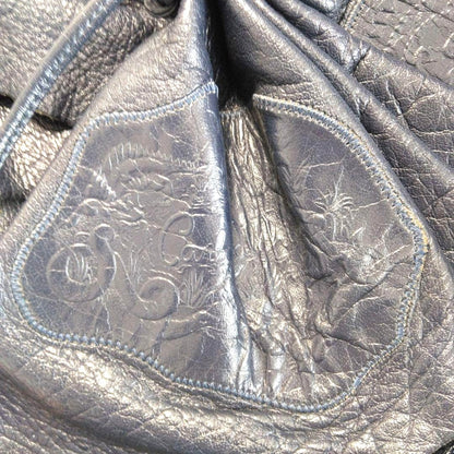Carlos Falchi Shoulder Bag Buffalo Leather Drawstring Vintage USA 12.2x9.8in