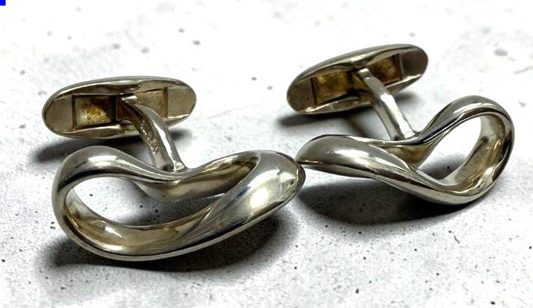 Georg Jensen Infinity Ribbon Cufflinks Sterling Silver 925 Vintage Men's Used