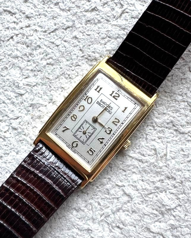 Brooks Brothers Hamilton 8362 Tank Watch Gold Tone Swiss Quartz Vintage Japan
