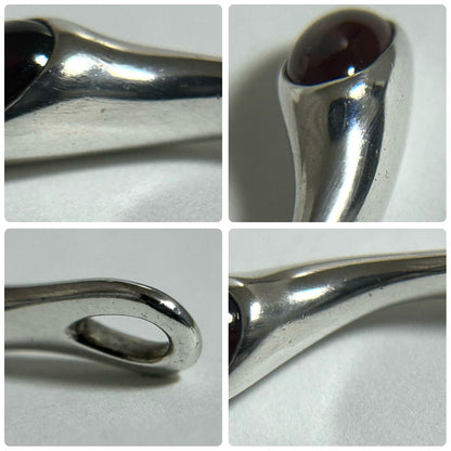 Georg Jensen Pendant Top Garnet Silver 925 Charm 0.8in Authentic Pre-Owned