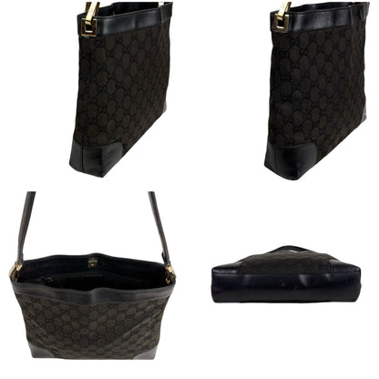 Gucci Auth GG Canvas One Shoulder Hobo Bag Black 27x25cm 10.6x9.8" Strap 46cm