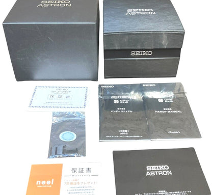 SEIKO Astron GPS Solar 8X53-0AV0-2 World Time Mens Watch Black Gold Titanium