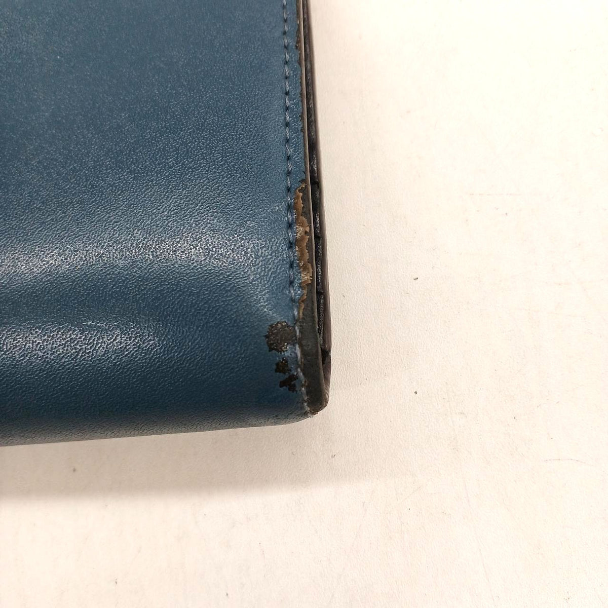 FENDI Bifold Wallet Blue Teal Leather Gold Hardware Compact Coin Purse 12x10cm
