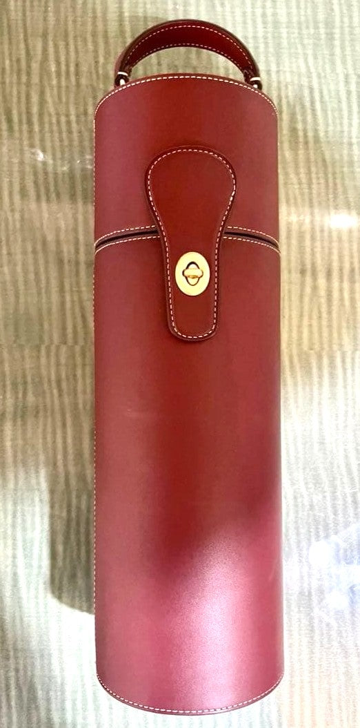 COACH Novelty Wine Bottle Case Carrier Bag Bordeaux Red Leather Gold HW Rare