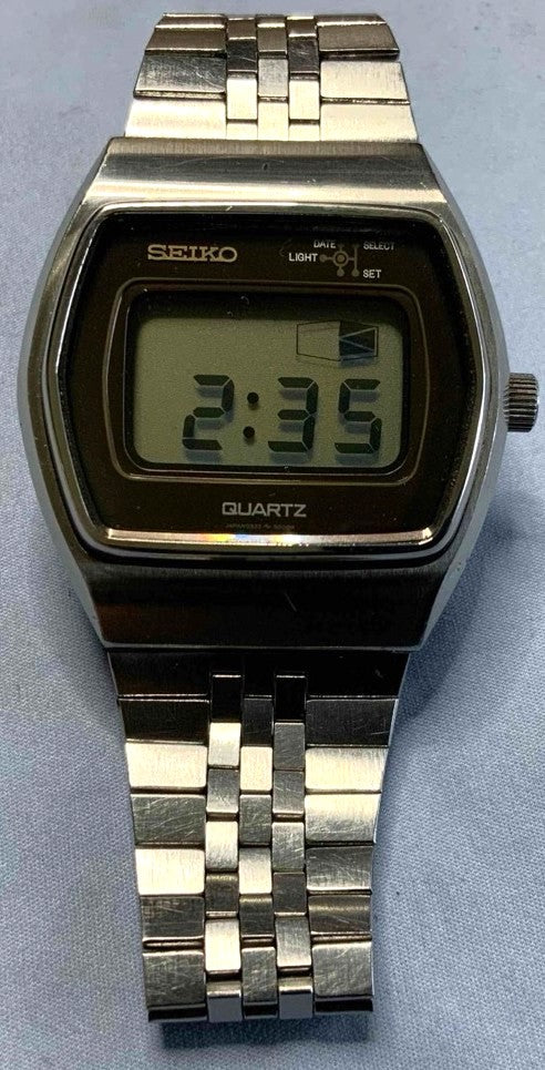 SEIKO Quartz 0533-5000 Vintage Digital LCD Watch Stainless Steel 1970s Japan