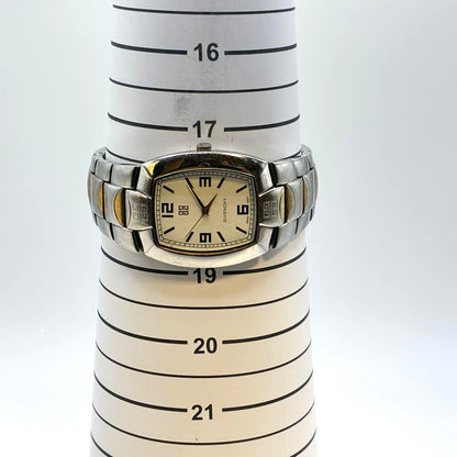 GIVENCHY Swiss Mvt Tonneau Wristwatch Silver Gold Two-Tone Stainless Steel Watch