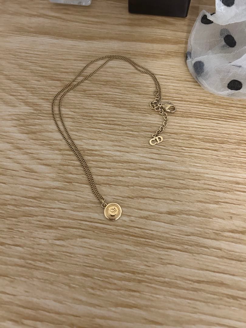 Christian Dior Vintage Gold Tone Logo Necklace Pendant Used Authentic Great