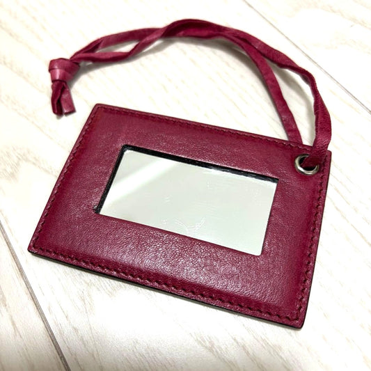 BALENCIAGA Mirror Bag Charm Leather Tag Bordeaux Accessory Authentic Mini