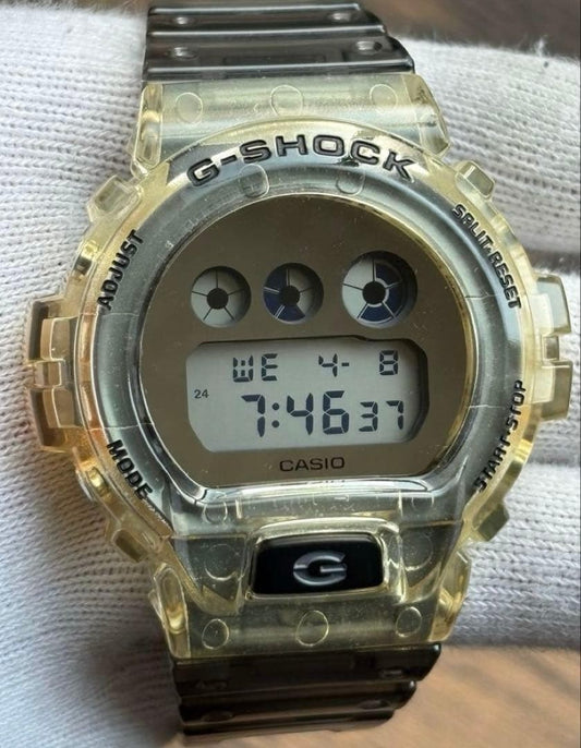 CASIO G-SHOCK DW-6900SK Skeleton Clear Yellow Smoke Resin Digital Watch 49mm