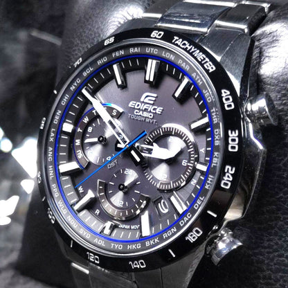 Casio Edifice EQW-T650 Solar Radio Wave Watch Black Stainless Steel 43mm Used