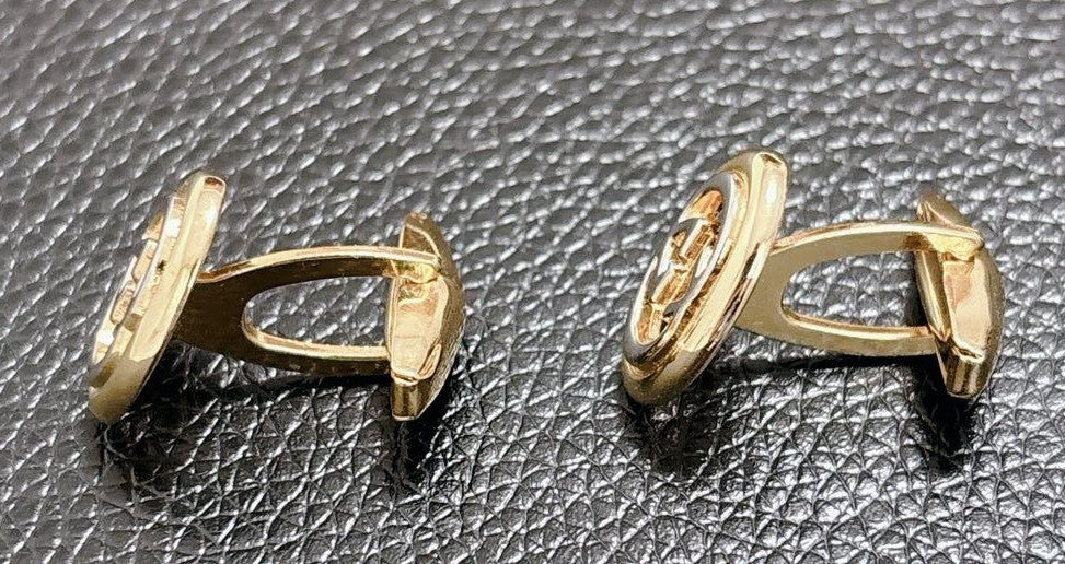 Gucci Interlocking GG Logo Cufflinks Silver Gold Two-Tone 0.7x0.5in Authentic