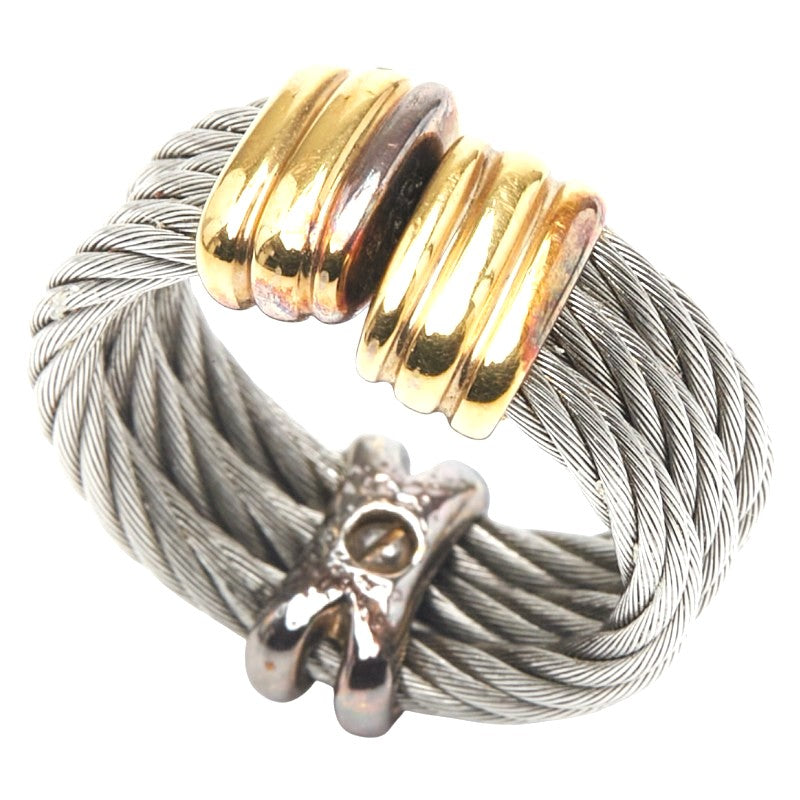 CHARRIOL Wire Cable Ring Silver Gold Stainless Steel Plated US5.5 EU50 Ladies