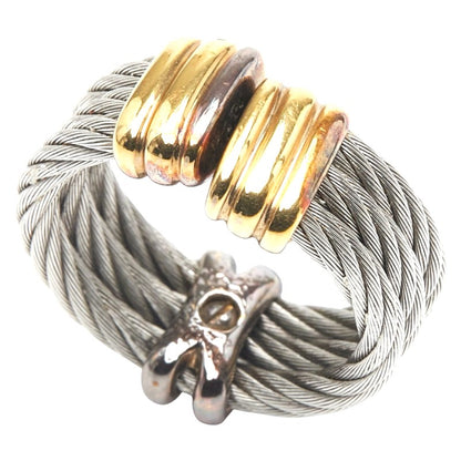 CHARRIOL Wire Cable Ring Silver Gold Stainless Steel Plated US5.5 EU50 Ladies