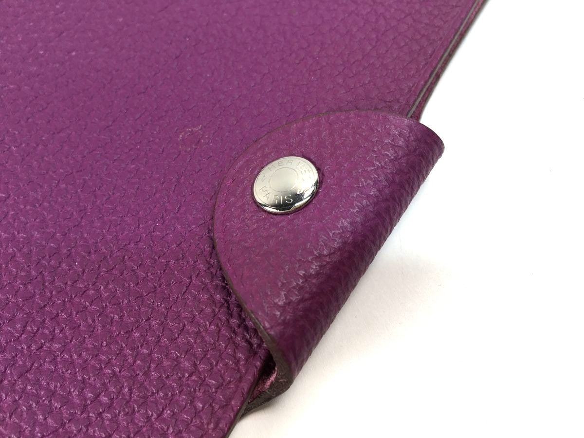 Hermes Ulysse PM Notebook Cover Raisin Togo Leather 13x15.5cm 5.1x6.1" Used