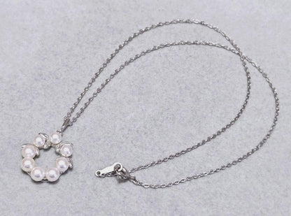 MIKIMOTO Wreath Akoya Pearl 8-Stone Pendant Necklace Silver Chain 40cm(15.7in)