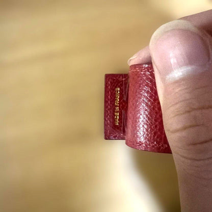 HERMES Leather Gum Case Pouch Red Gold Hardware Lipstick Case Made in France