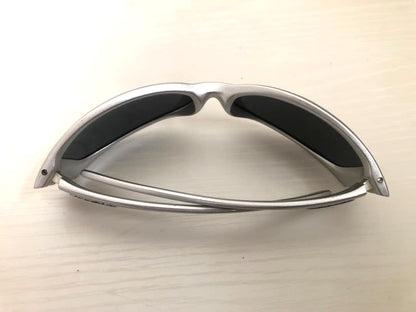ARNETTE Vintage Wraparound Sunglasses Silver Frame Dark Lens Y2K Sporty Style