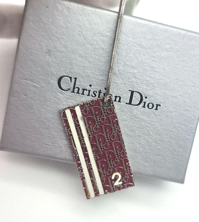 Christian Dior Bordeaux Trotter No2 Two Line Plate Necklace 55cm 21.7in Y2K