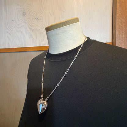 Georg Jensen Puffed Heart Necklace #126B Sterling Silver 925 Bar Link Pendant