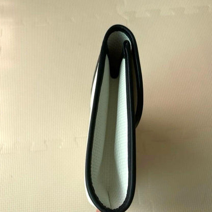 YSL Yves Saint Laurent Clutch Bag White Black Logo Plate Triangle Vintage