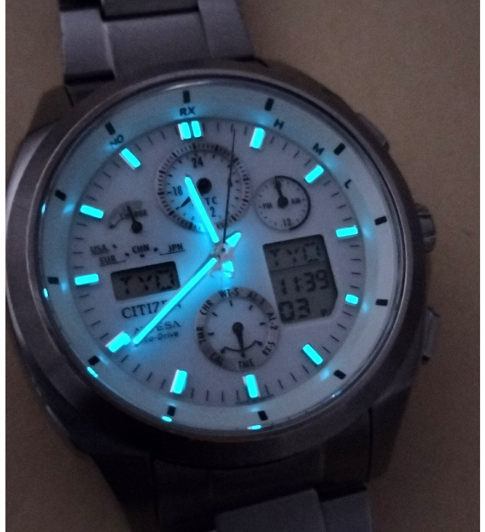 Citizen Attesa ATV53-3021 Eco-Drive Radio Solar Digi-Ana White Titanium Watch