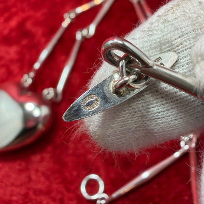 Georg Jensen Puffed Heart Necklace #126B Sterling Silver 925 Bar Link Pendant