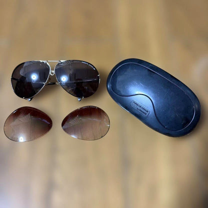 PORSCHE DESIGN by CARRERA Vintage Teardrop Aviator Sunglasses Gold Extra Lens