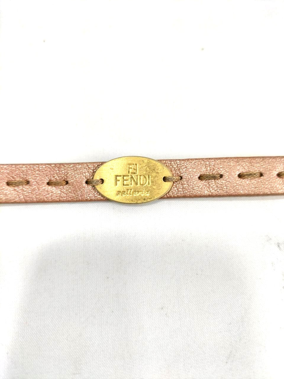FENDI Selleria Leather Wrap Bracelet Beige Gold Hardware 39cm 15.4in Vintage
