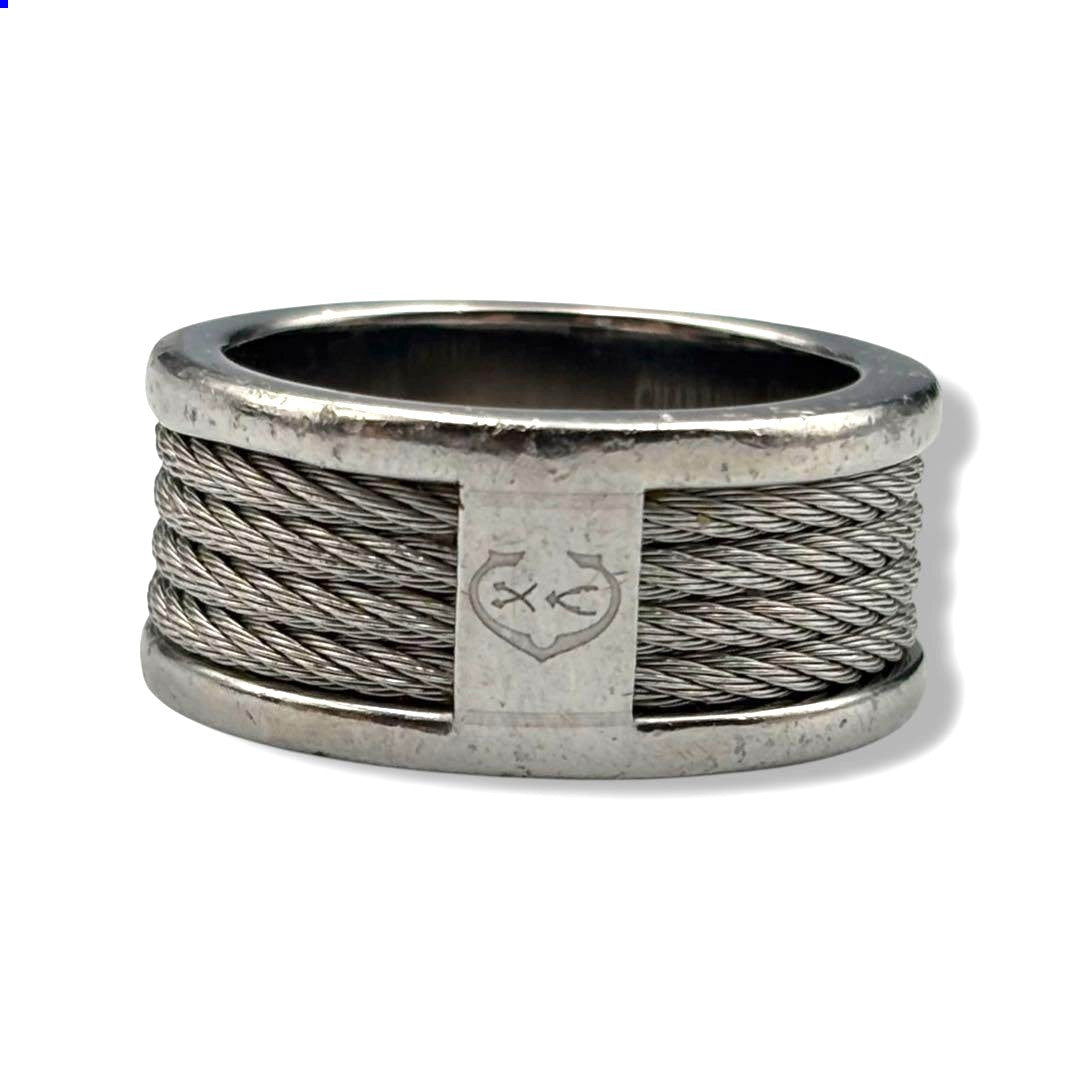 CHARRIOL Celtic Cable Wire Ring Silver Tone Stainless Steel US7 EU54 Vintage