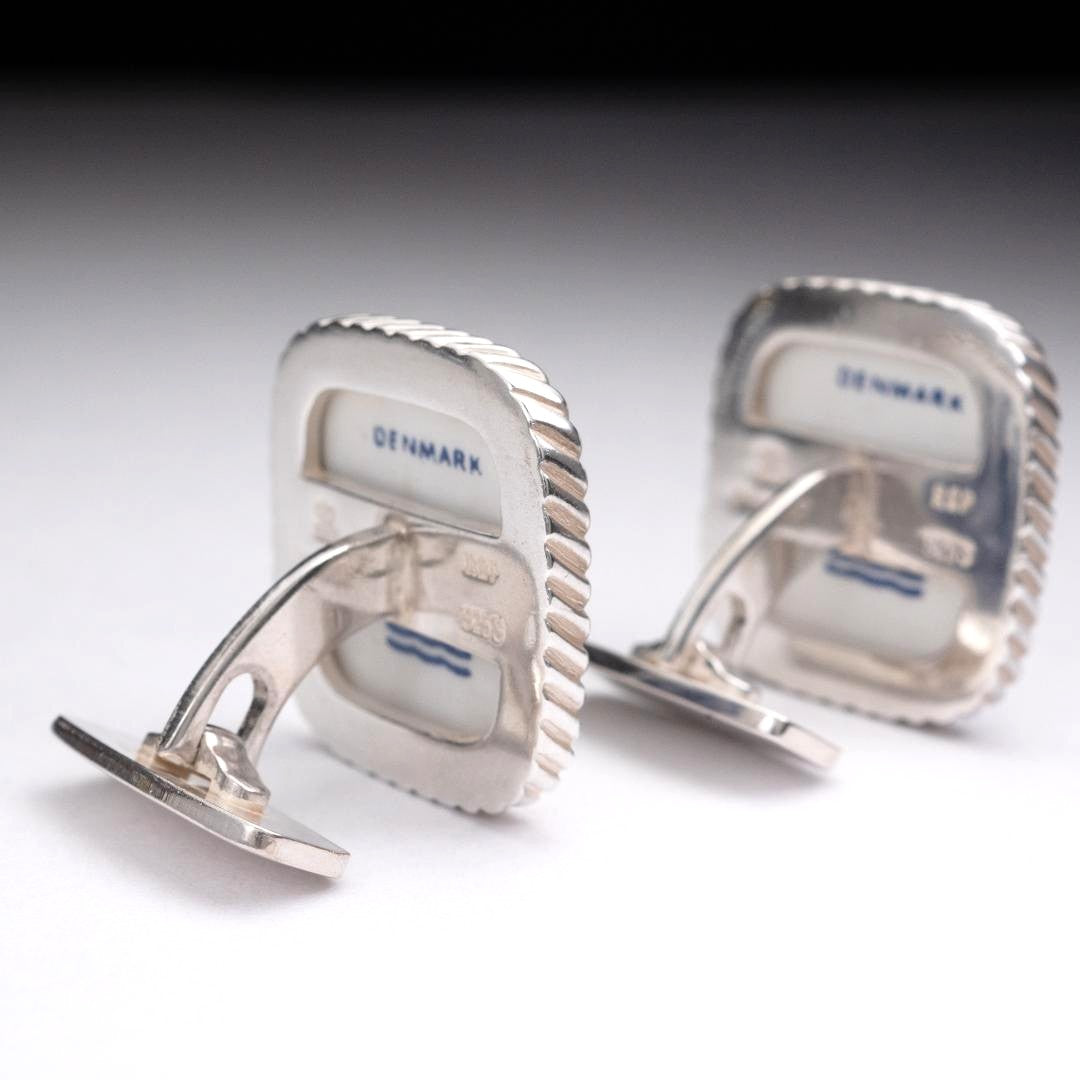 Royal Copenhagen x Georg Jensen Silver 925 Sailing Ship Cufflinks Denmark 2.3cm