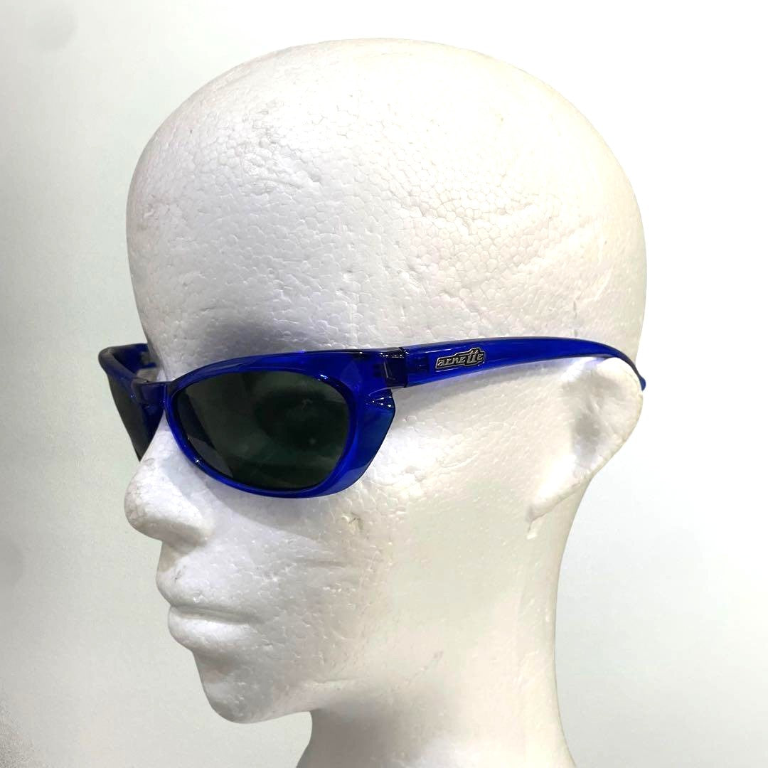 Arnette El Gato Vintage Cat Eye Sunglasses Blue Frame Gray Lens Y2K Streetwear