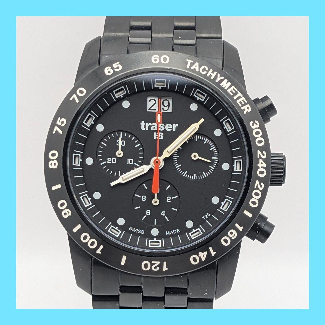 Excellent Traser H3 Classic Chronograph  Big Date Pro Blue T4004 Quartz Watch