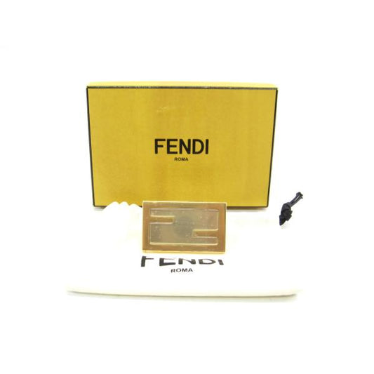 FENDI 7AS049 Zucca Logo Compact Mirror Gold Tone Plastic Accessory Vintage