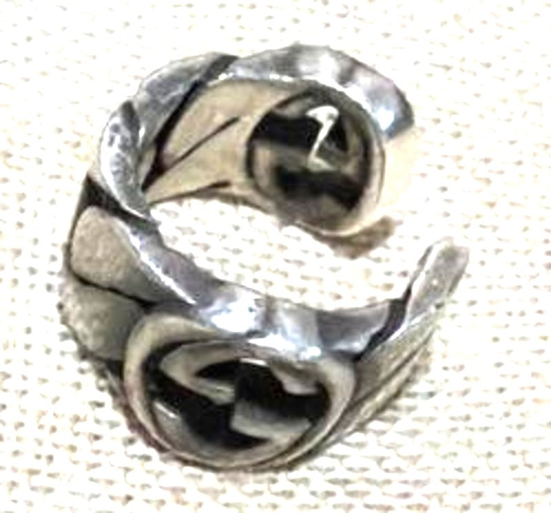 Gucci Interlocking G Ear Cuff Silver 925 Earring Used Authentic Made In Italy
