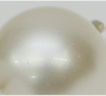 CHANEL CC Logo Faux Pearl Drop Dangle Earrings Cream Silver Chain Pre-Owned