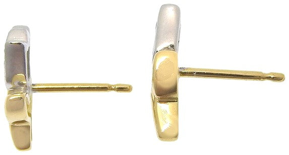 TOUS Tulip Motif Diamond Stud Earrings K18YG 18K Yellow Gold White Gold Mint