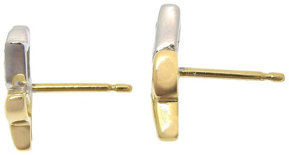TOUS Tulip Motif Diamond Stud Earrings K18YG 18K Yellow Gold White Gold Mint