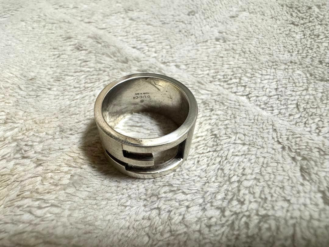 Gucci G Ring Silver 925 Wide Band Unisex Fashion Ring US8 EU57 Authentic Italy