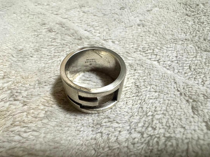 Gucci G Ring Silver 925 Wide Band Unisex Fashion Ring US8 EU57 Authentic Italy