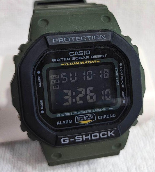 CASIO G-SHOCK DW-5610SU-3 Utility Color Square Watch Khaki Olive Green Working