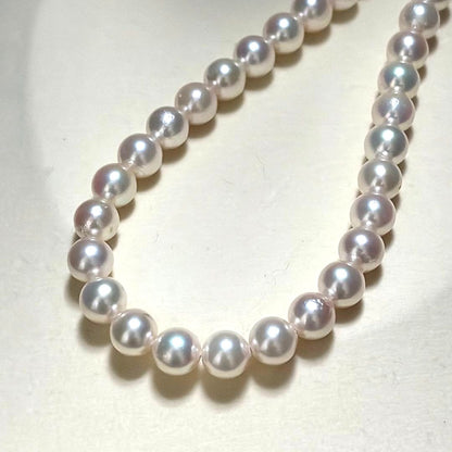 Akoya Pearl Necklace White 7.0mm Silver Flower Clasp 39cm 15.4in Japan