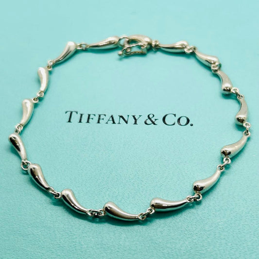 Authentic Tiffany & Co Sterling Silver 925 Teardrop Bracelet Elsa Peretti 18.5cm